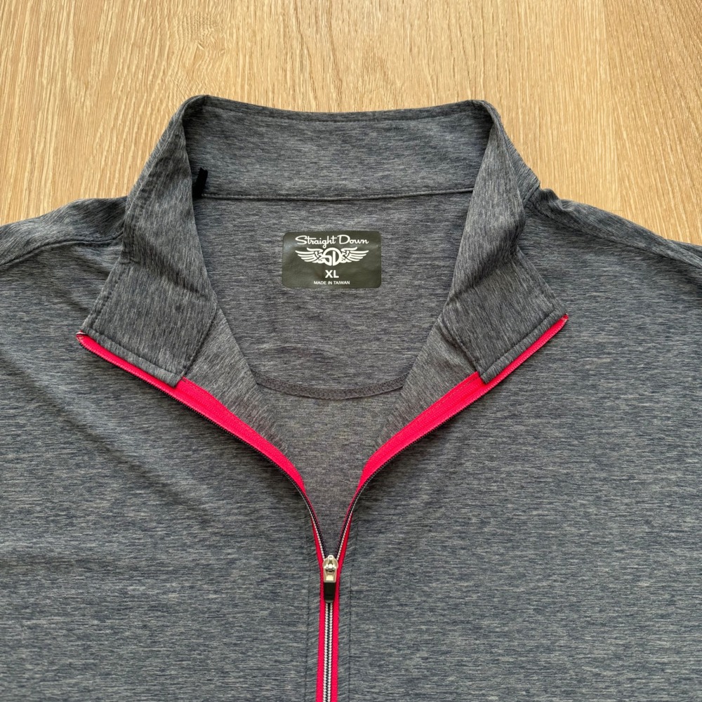Straight Down Quarter Zip Pullover Mens XL Grey Performance Long‎ Sleeve Shirt - Picture 3 of 9